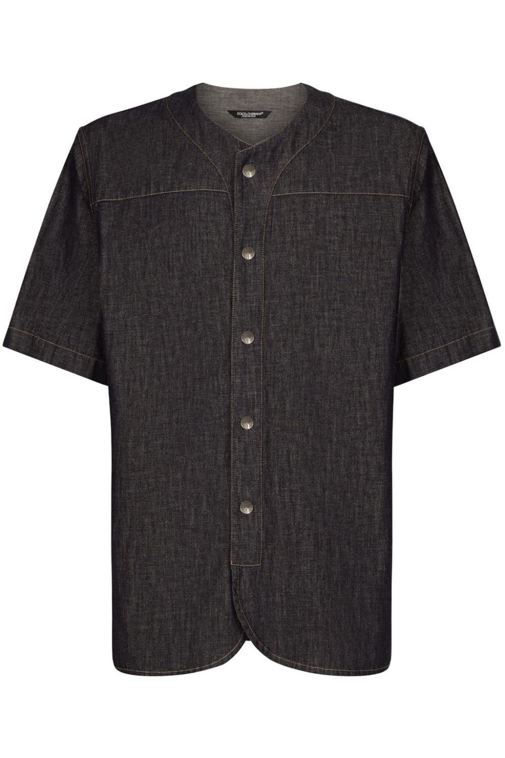 DOLCE & GABBANA PLAQUE DENIM BOWLING SHIRT Size: L, colour: BLUE
