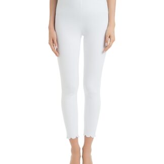 Lysse Denim Scalloped Ankle Leggings in White