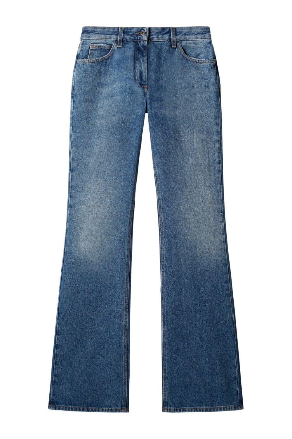 OFF WHITE WOMENS SLIM FLARED 5PKT PANT Size: 28, colour: BLUE