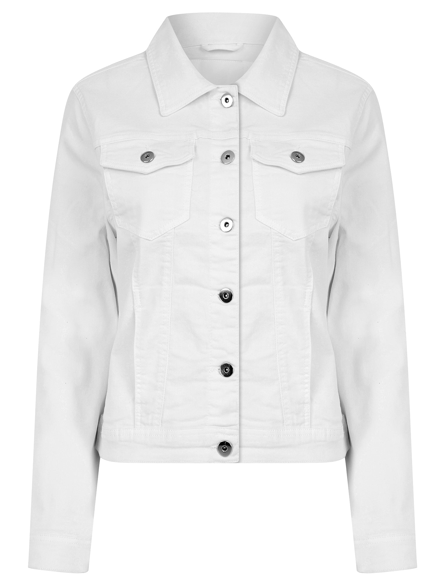 Coats / Jackets Feather Women's Stretch Cotton Denim Jacket in Optic White - Amara Reya / 10 - Tokyo Laundry