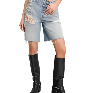 Good American Good Extreme Barrel Denim Shorts in Indigo809
