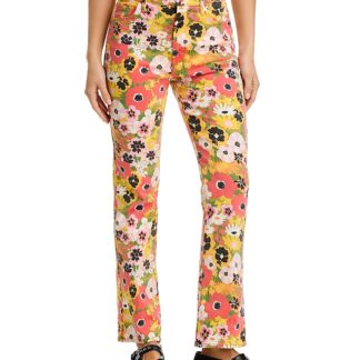 Mother Smokin Double Flood High Rise Ankle Jeans in Flowers Al Fresco