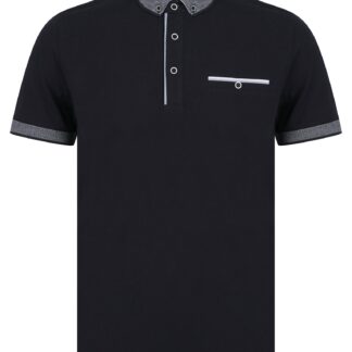 Polo Shirts Riddle Stretch Cotton Jersey Button Down Collar Polo Shirt in Sky Captain Navy - Kensington Eastside / S - Tokyo Laundry