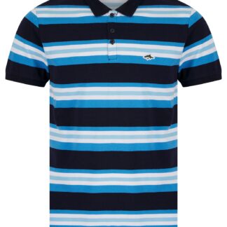 Polo Shirts Shavers Yarn Dyed Striped Cotton Pique Polo Shirt in Azure Blue - Le Shark / S - Tokyo Laundry