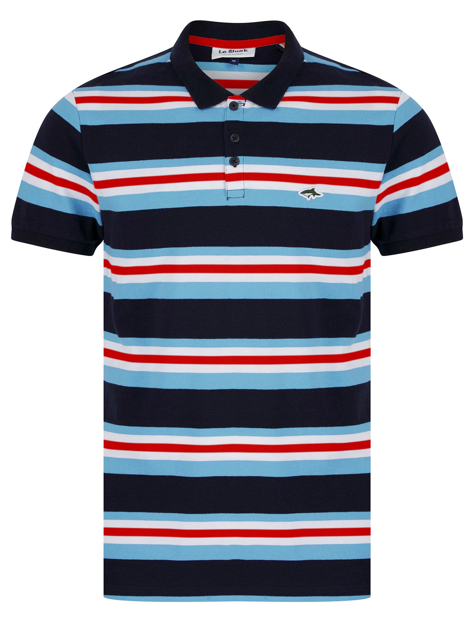 Polo Shirts Shavers Yarn Dyed Striped Cotton Pique Polo Shirt in Blue Bell - Le Shark / S - Tokyo Laundry