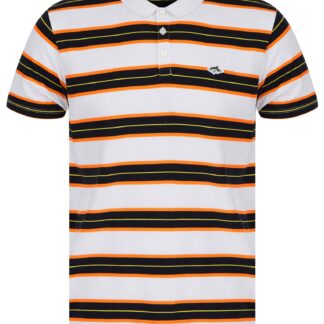 Polo Shirts Urlwin Yarn Dyed Striped Cotton Pique Polo Shirt in Carrot - Le Shark / S - Tokyo Laundry