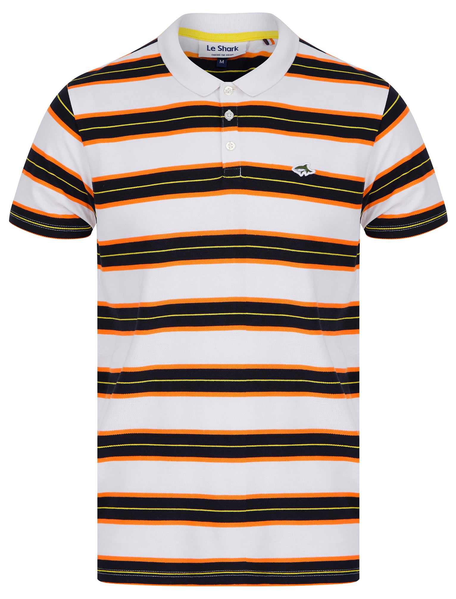 Polo Shirts Urlwin Yarn Dyed Striped Cotton Pique Polo Shirt in Carrot - Le Shark / S - Tokyo Laundry