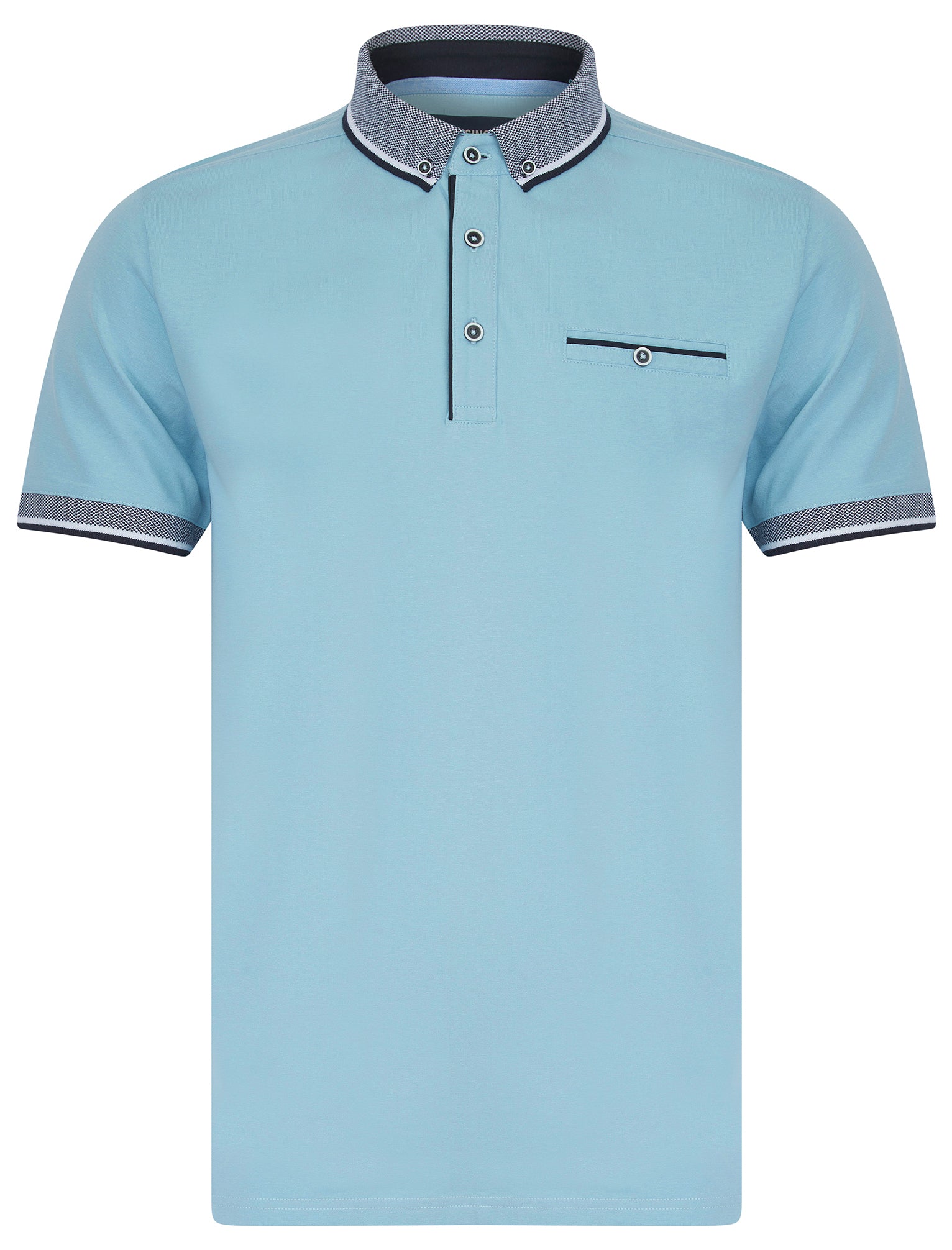 Polo Shirts Wilmot Stretch Cotton Jersey Button Down Collar Polo Shirt in Soft Chambray - Kensington Eastside / S - Tokyo Laundry