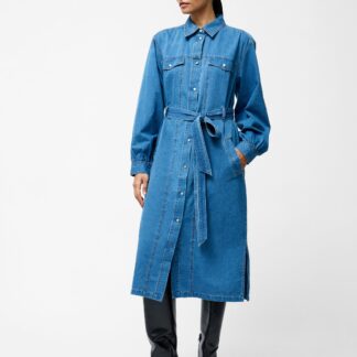 Zaves Chambray Denim Midi Dress Vintage
