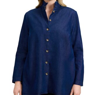 Foxcroft Plus Carolina Long Sleeve Denim Shirt