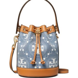 Tory Burch Mini T Monogram Denim Bucket Bag