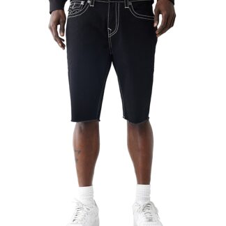 True Religion Ricky Straight Fit Denim Shorts in Black