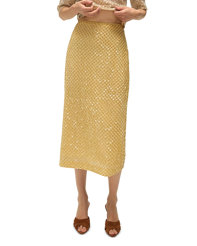 Veronica Beard Allora Embellished Midi Skirt