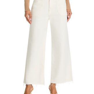 Paige Anessa High Rise Wide Leg Ankle Jeans in Tonal Ecru