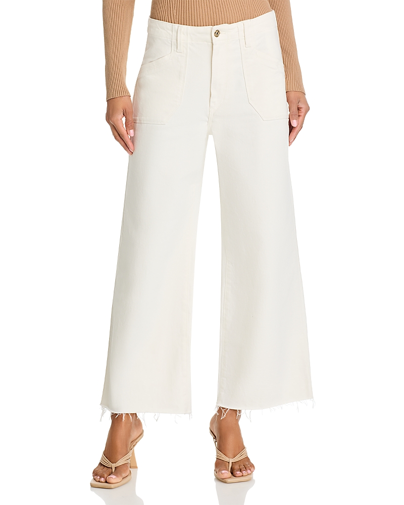 Paige Anessa High Rise Wide Leg Ankle Jeans in Tonal Ecru