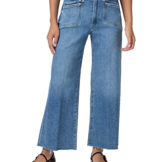 Paige Petites Anessa High Rise Wide Leg Jeans in Sunnie Distressed