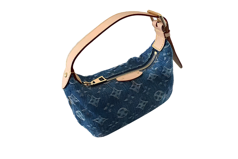 Unisex Black Washed Denim Printed Handbag With Adjustable Leather Strap | Wowcher