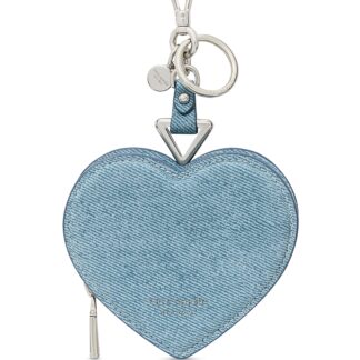 kate spade new york Liv Denim Print Suede Heart Coin Purse Bag Charm