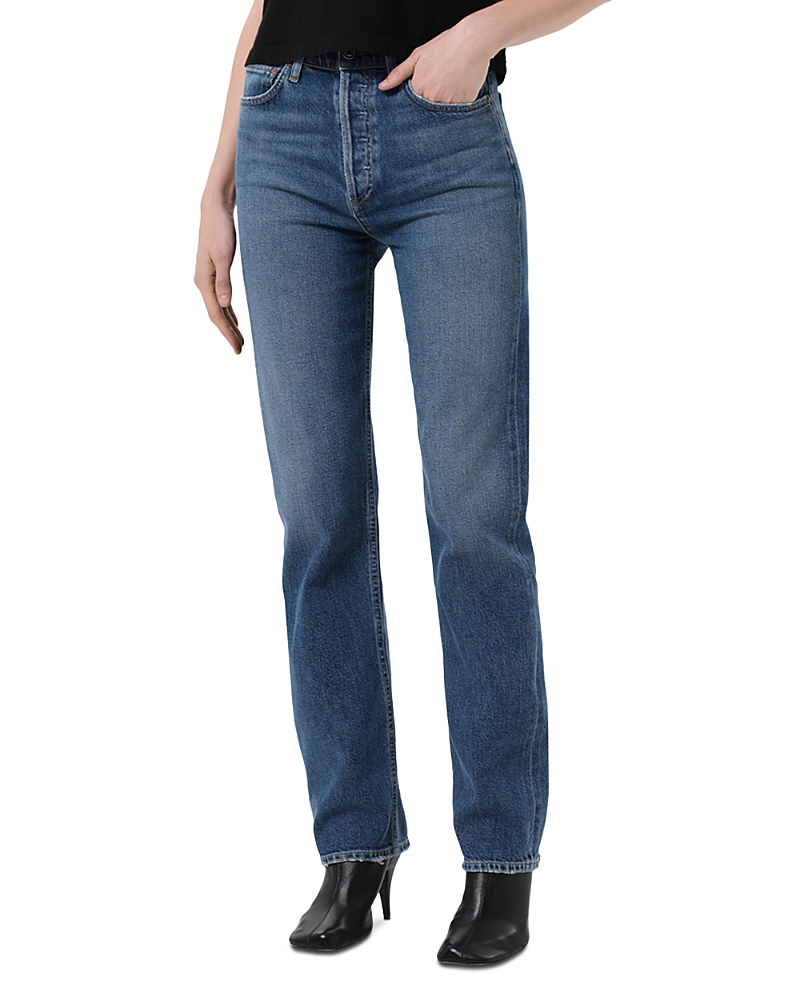 Agolde 90's Pinch Waist High Rise Straight Leg Jeans in Overcast