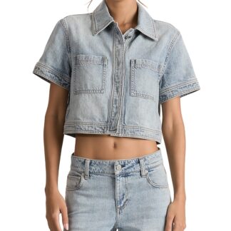 Alice and Olivia Tesha Denim Cropped Top