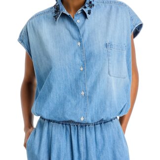 Fabiana Filippi Embellished Collar Denim Shirt