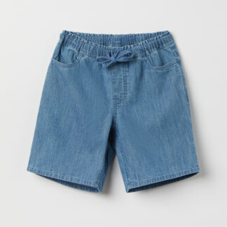 Solid color denim shorts