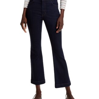 Veronica Beard Carson Corset Waist Kick Flare Jeans in Indigo Rinse