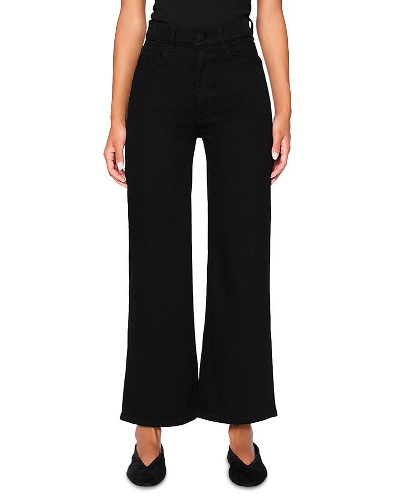 DL1961 Hepburn High Rise Ankle Wide Leg Jeans in Jet Black