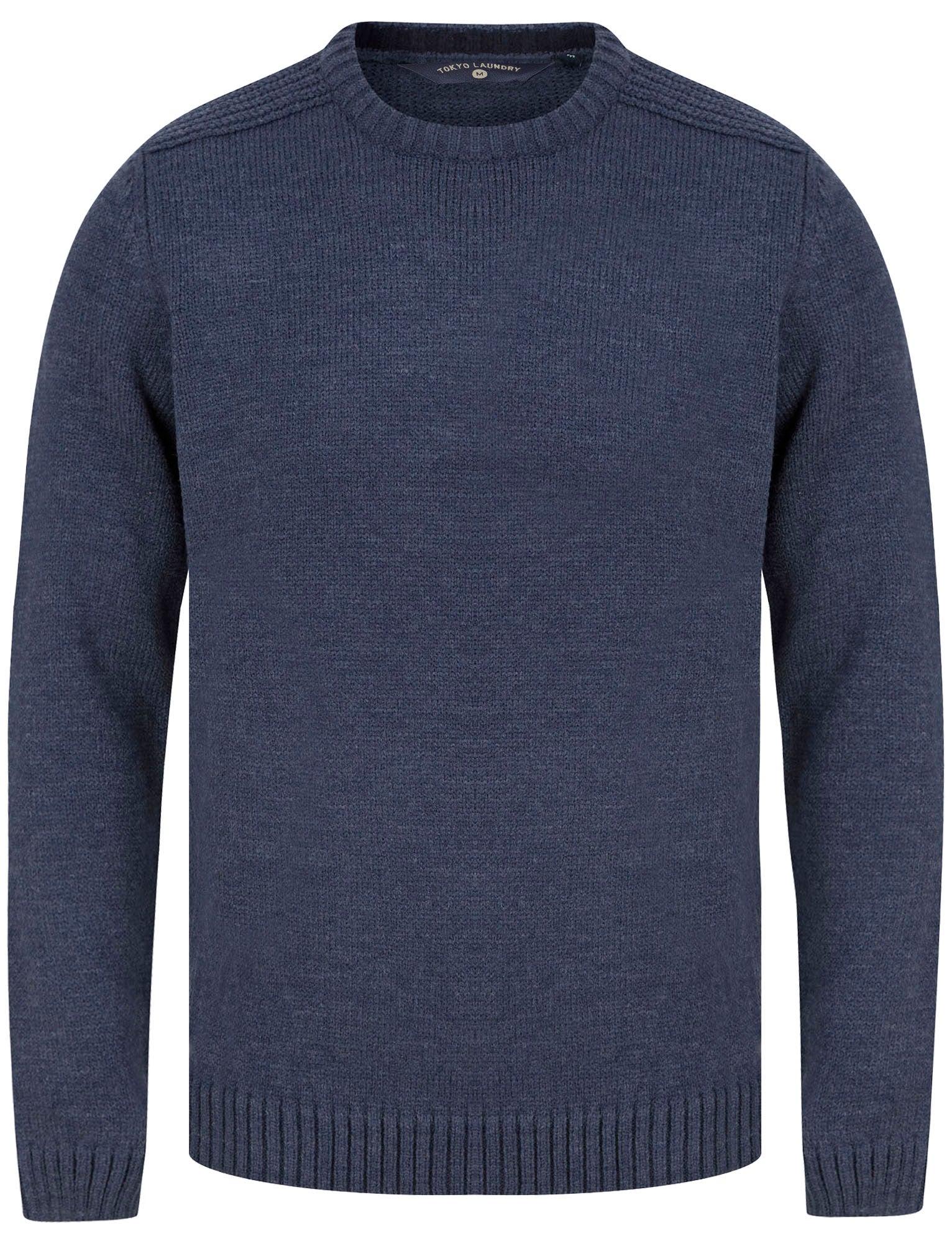 Jumpers Dustin Knitted Crew Neck Jumper in Denim Marl / XL - Tokyo Laundry