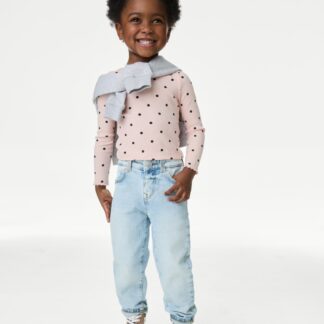 M&S Collection Girls Mom Denim Jeans (2-8 Yrs) - 7-8 Y - Light Denim, Dark Denim,Light Denim