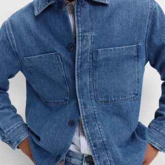 M&S Collection Men's Pure Cotton Denim Overhead Shirt - LREG - Indigo, Indigo