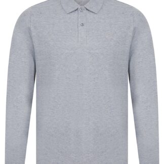 Polo Shirts Landers Long Sleeve Cotton Jersey Polo Shirt in Light Grey Marl / S - Tokyo Laundry