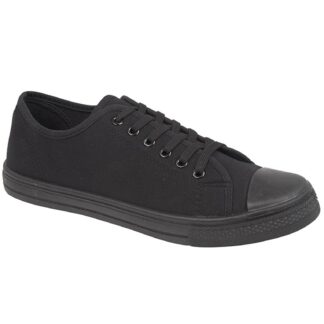 Shoes Womens Baltimore Low Top Lace Up Canvas Trainers In All Black / UK 4 - Tokyo Laundry
