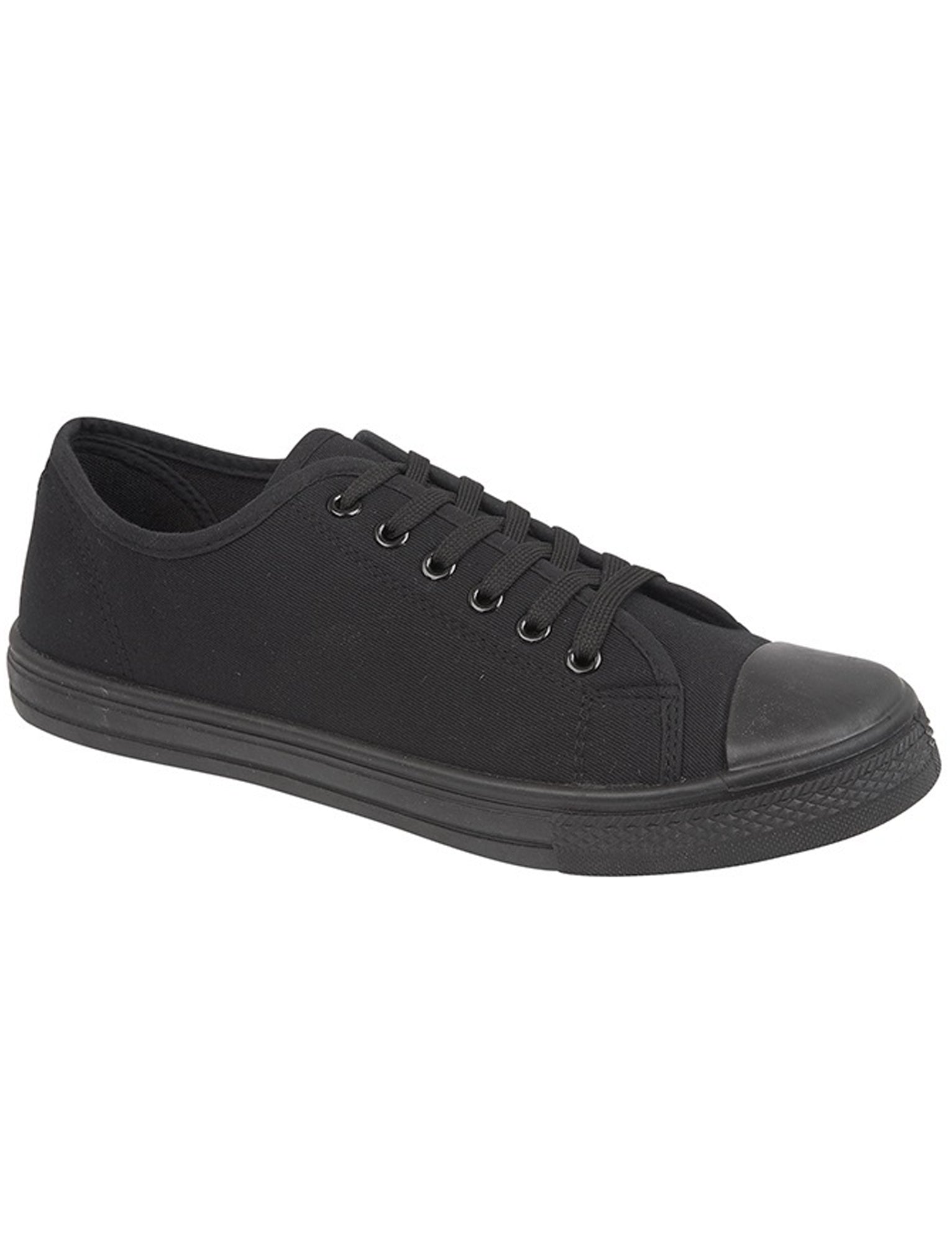 Shoes Womens Baltimore Low Top Lace Up Canvas Trainers In All Black / UK 4 - Tokyo Laundry