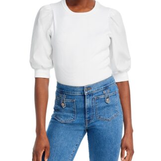 Veronica Beard Puff Sleeve Crewneck Cotton Tee