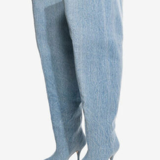 Women's Over The Knee Boots Denim Pointed Toe Wide Calf Thigh High Boots