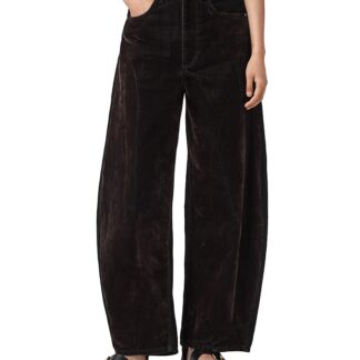 Allsaints Helena Flocked High Rise Jeans in Cocoa Brown