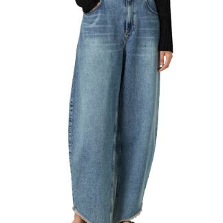 Allsaints Taylor Fray High Rise Barrel Jeans in Light Indigo