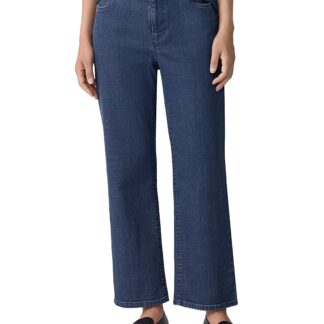 Eileen Fisher Petites High Rise Ankle Straight Leg Jeans in Medium Indigo