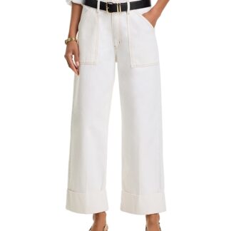 Frame The Utility Trouser High Rise Ankle Wide Leg Jeans in Au Natural Clean