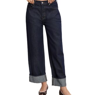 Good American Good Standard Baggy Cuffed Jeans in Indigo1006