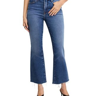 Good American Soft Tech Good Leg Cropped Bootcut Jeans in Indigo818