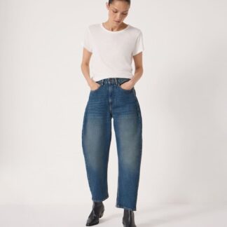 HUSH Mid Rise Barrel Ankle Grazer Jeans Denim