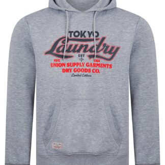 Hoodies / Sweatshirts Kennion Graphic Motif Brushback Fleece Pullover Hoodie in Light Grey Marl / S - Tokyo Laundry