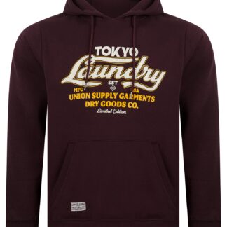 Hoodies / Sweatshirts Kennion Graphic Motif Brushback Fleece Pullover Hoodie in Winetasting / S - Tokyo Laundry