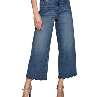 Karl Lagerfeld Paris High Rise Scalloped Jeans in Coastal Blue