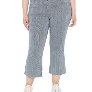 Liverpool Los Angeles Plus Gia Glider Crop Flare Jeans in Navy White Stripe