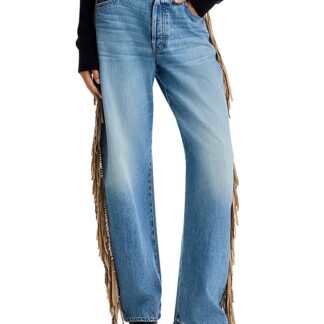 Mother The Fringe Halfpipe Button Sneak High Rise Jeans in Folk Star