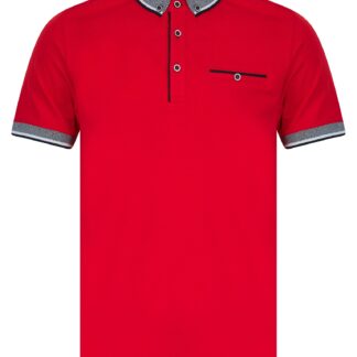 Polo Shirts Wilmot Stretch Cotton Jersey Button Down Collar Polo Shirt in Chinese Red - Kensington Eastside / S - Tokyo Laundry