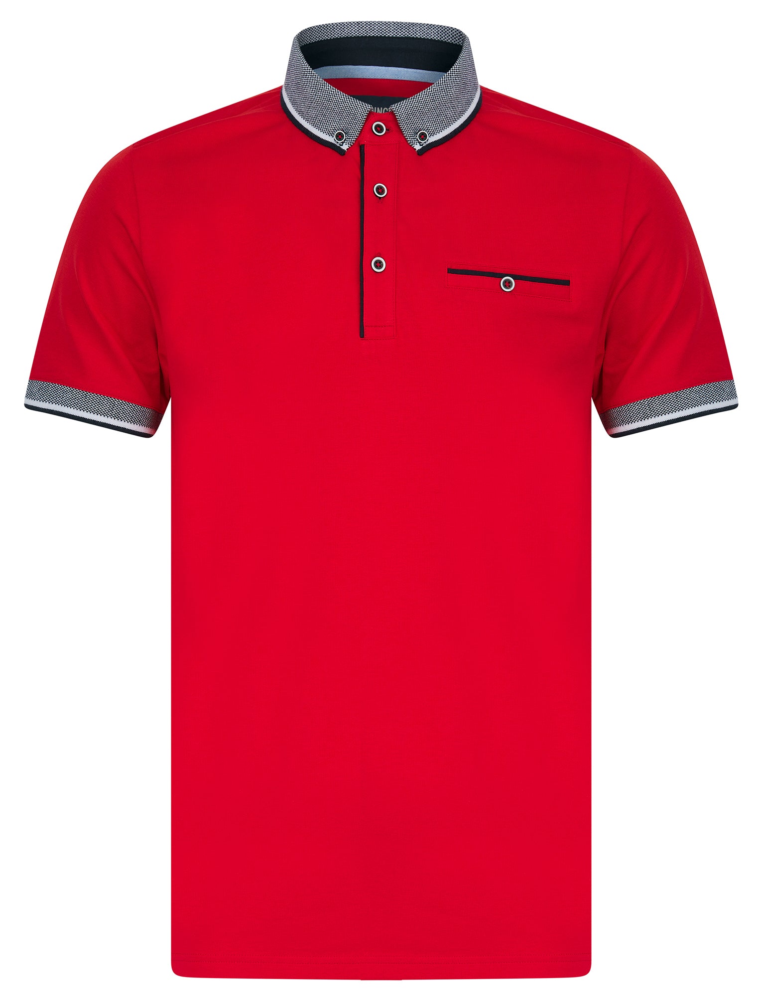 Polo Shirts Wilmot Stretch Cotton Jersey Button Down Collar Polo Shirt in Chinese Red - Kensington Eastside / S - Tokyo Laundry